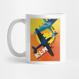 KLM All Over the World Vintage Poster 1930s Mug